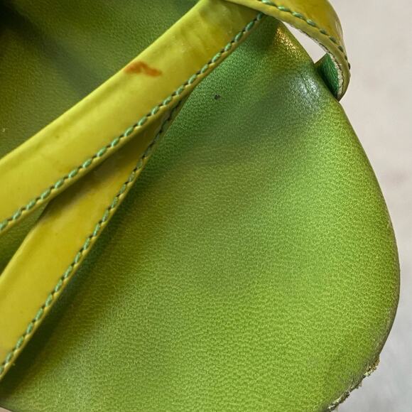 Prada strappy wedges. Patent leather. Lime green. EU 35.5, US Size 5.5. - Picture 8 of 16